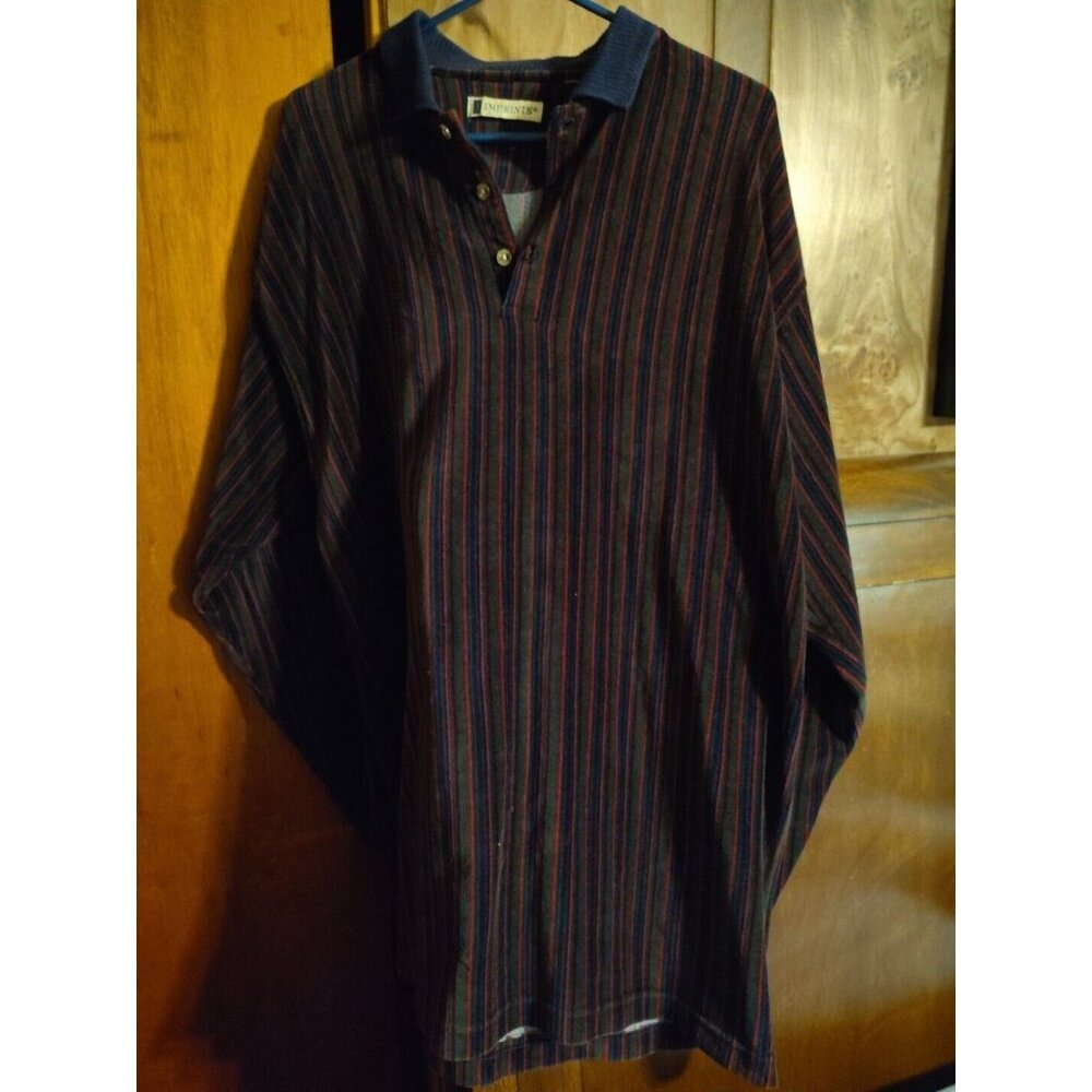 Vintage Imprints Velvet Long Sleeve Striped Polo, Size XL